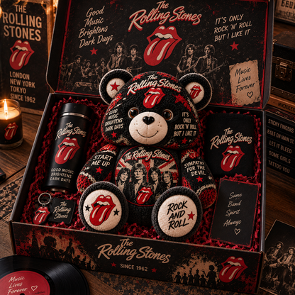 The Rolling Stones Bear Custom Shaped Pillow – Gift for Fans & Classic Rock Lovers 2