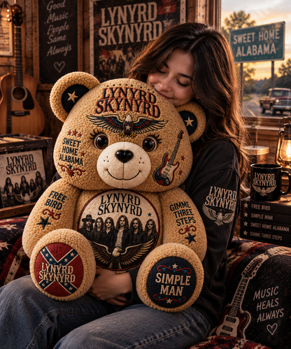 Lynyrd Skynyrd Band Bear Custom Shaped Pillow – Rock Music Legend Gift