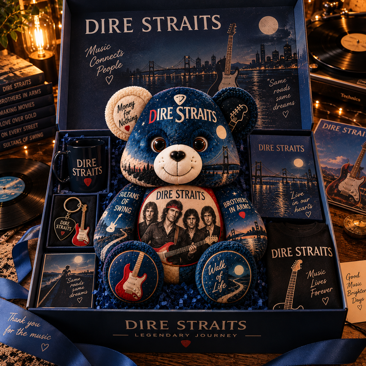 Dire Straits Bear Custom Shaped Pillow – Classic Rock Fan Gift