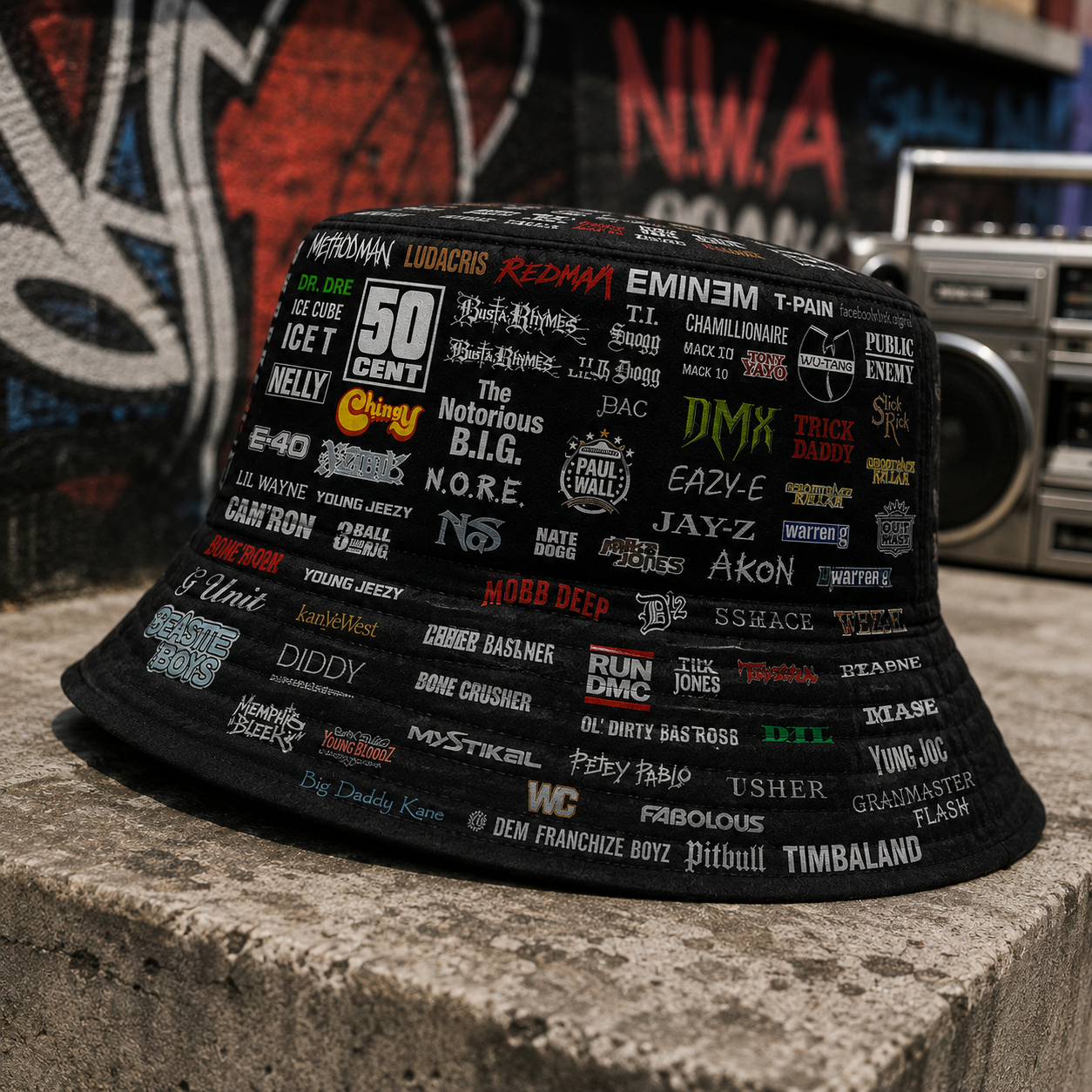 Classic Golden 80’s & 90’s Hip Hop All Over  Bucket Hat Version 3
