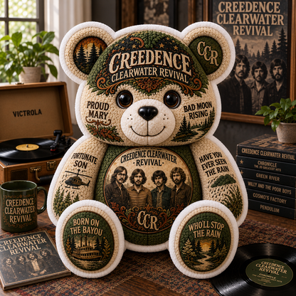 CCR Bear Custom Shaped Pillow – Rock Music Legend Gift
