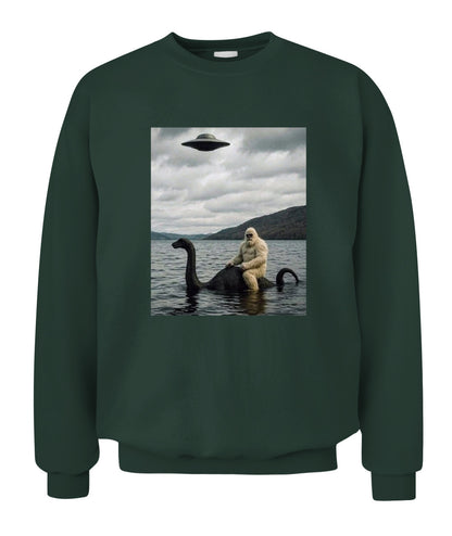 Bigfoot Rides Nessie – Legendary Lake Monster Shirt