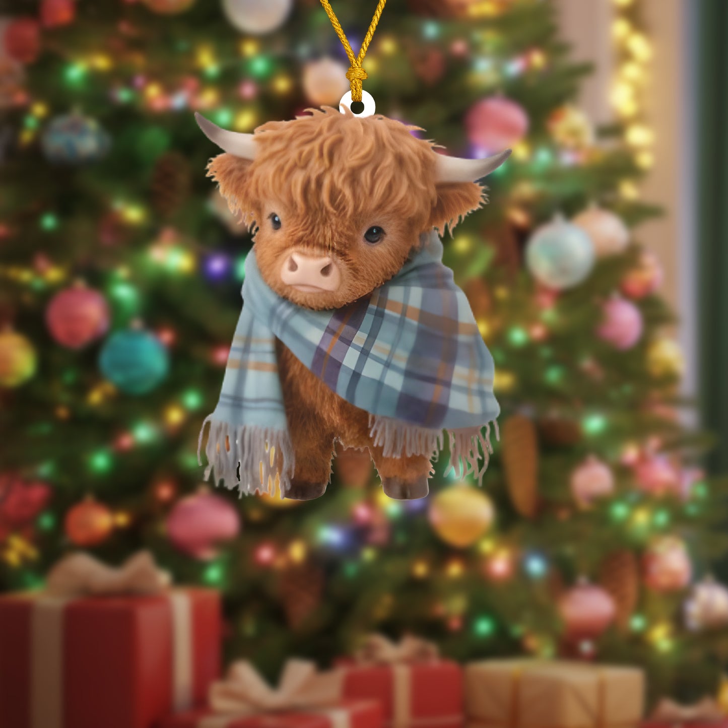 Moo-ry Christmas Cow Ornament