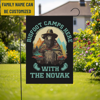 El Squatcho Bigfoot Camps Here - Personalized El Squatcho Bigfoot Garden Flag, House Flag