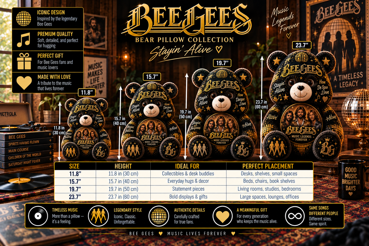 Bee Gees Bear Custom Shaped Pillow – Disco Music Fan Gift