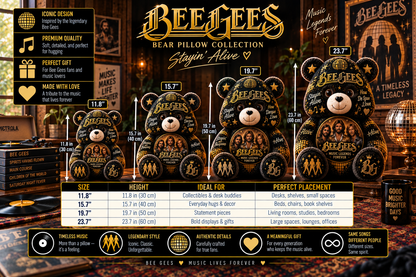 Bee Gees Bear Custom Shaped Pillow – Disco Music Fan Gift