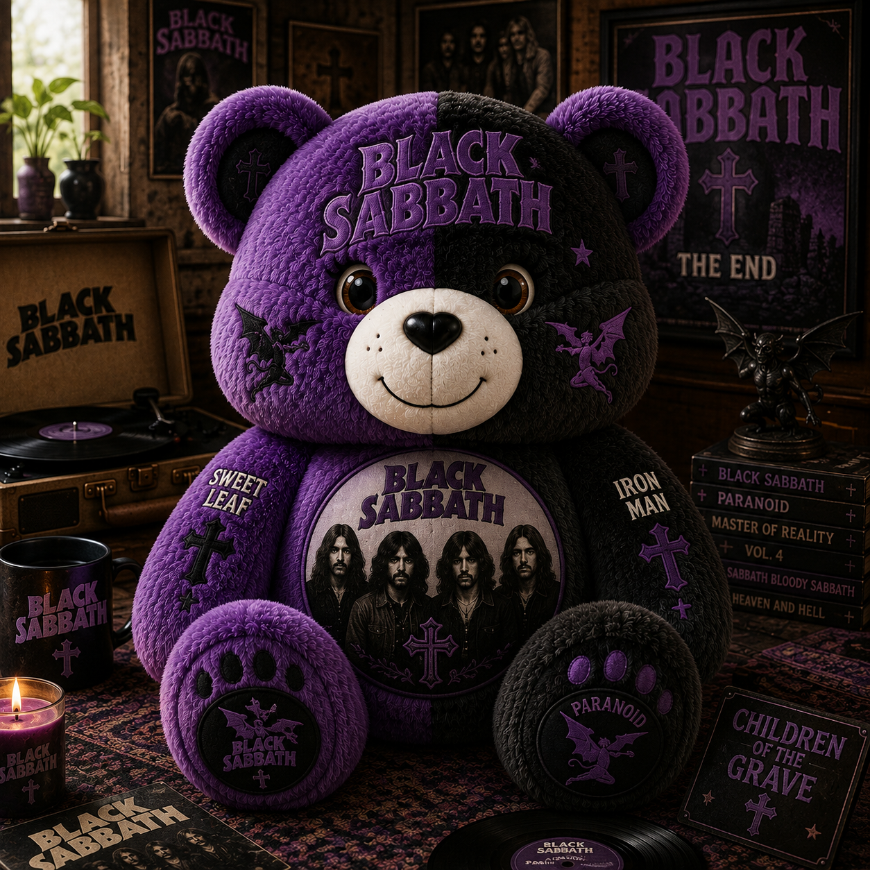 Black Sabbath Band Bear Custom Shaped Pillow – Rock Music Legend Gift