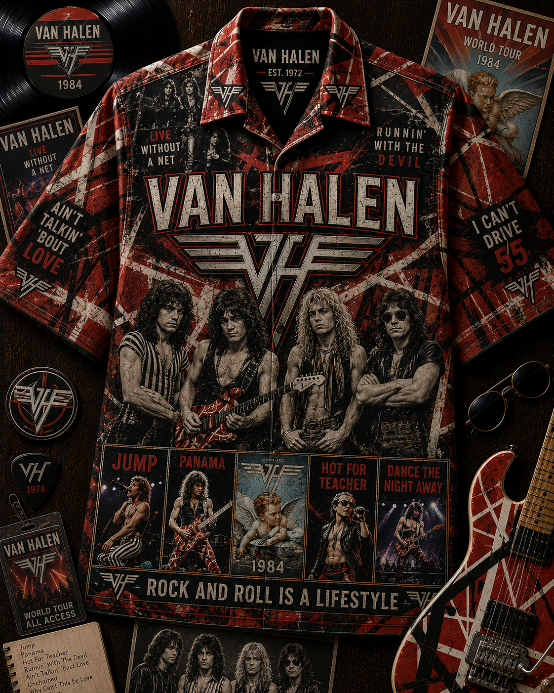 Van Halen Hawaiian Shirt - Vintage Music Fan Gift 2