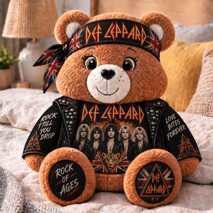 Def Leppard Custom Shaped Bear Pillow – Classic Hard Rock Inspired Gift for Def Leppard Fans