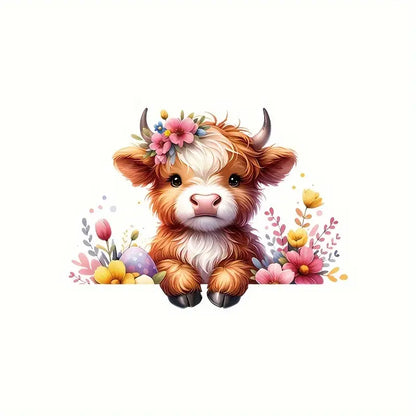 Charming Highland Cow & Floral Stickers