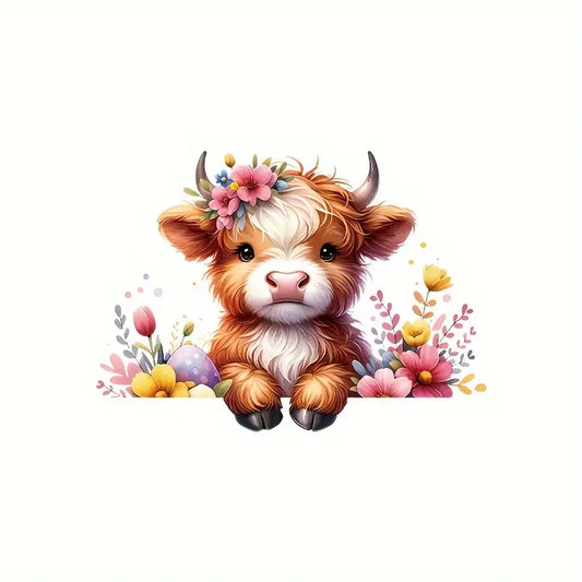 Charming Highland Cow & Floral Stickers