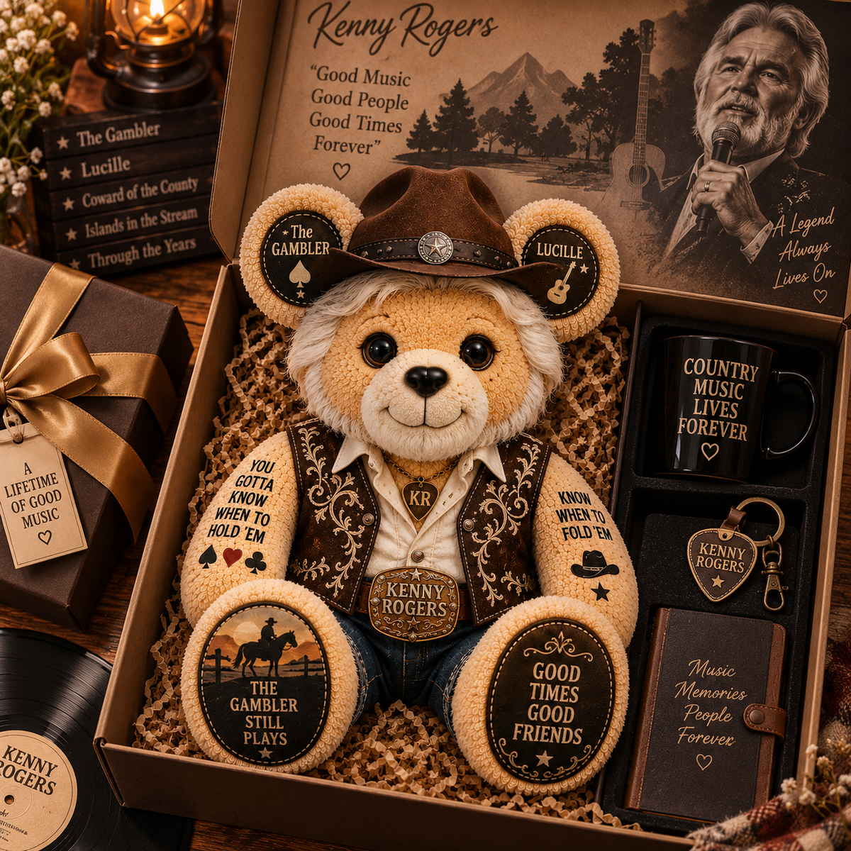 Kenny Rogers Bear Custom Shaped Pillow – The Gambler Country Music Legend Fan Gift