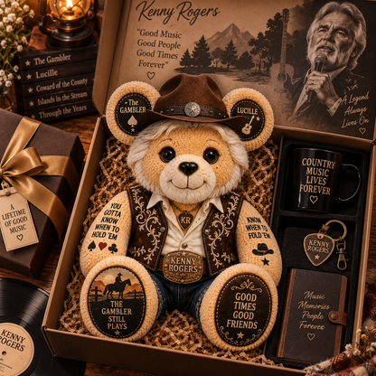 Kenny Rogers Bear Custom Shaped Pillow – The Gambler Country Music Legend Fan Gift