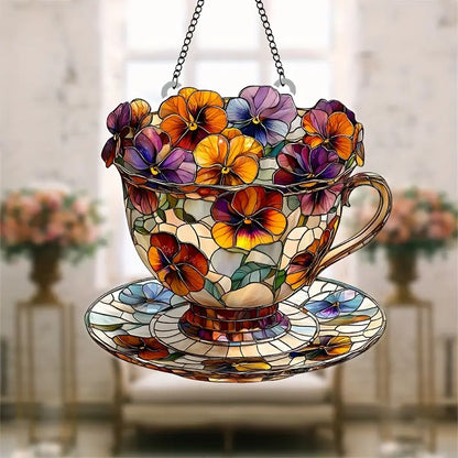 Pansy Flower Acrylic Window Hangings