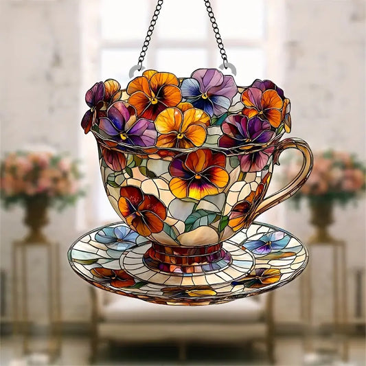 Pansy Flower Acrylic Window Hangings