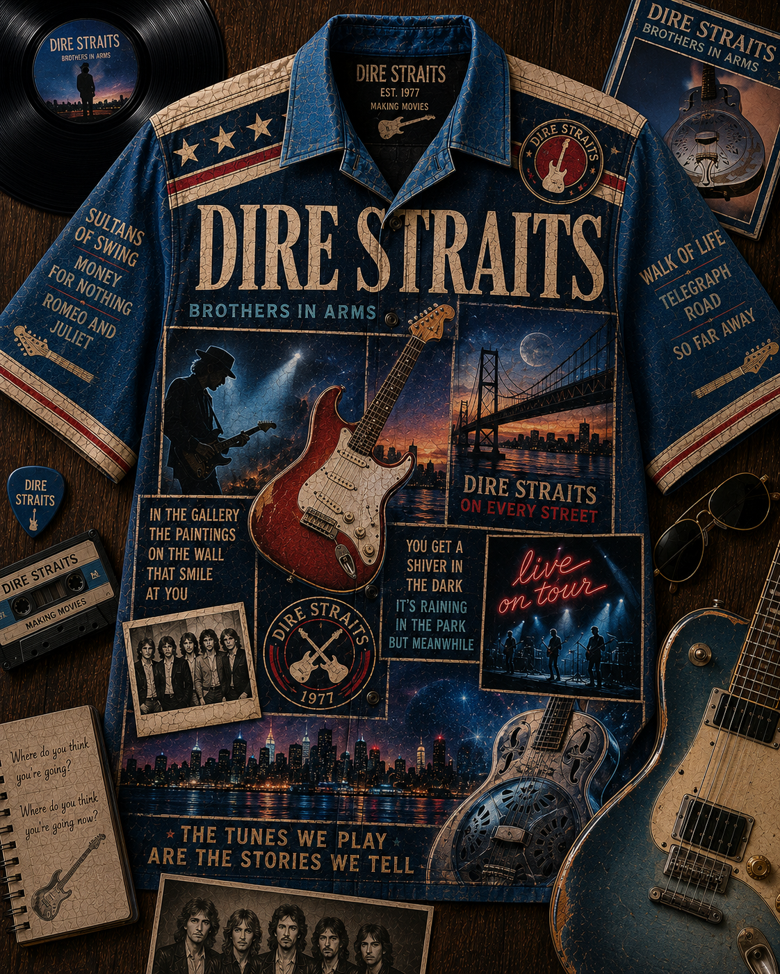Dire Straits Hawaiian Shirt - Vintage Music Fan Gift