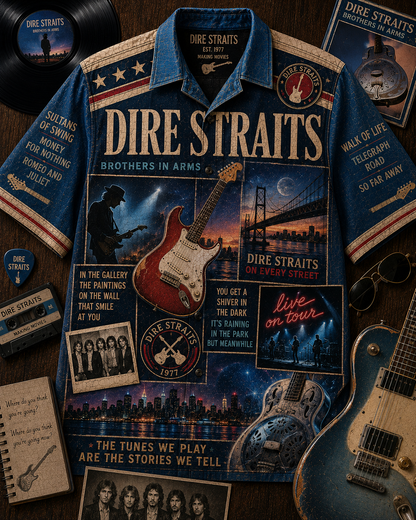 Dire Straits Hawaiian Shirt - Vintage Music Fan Gift