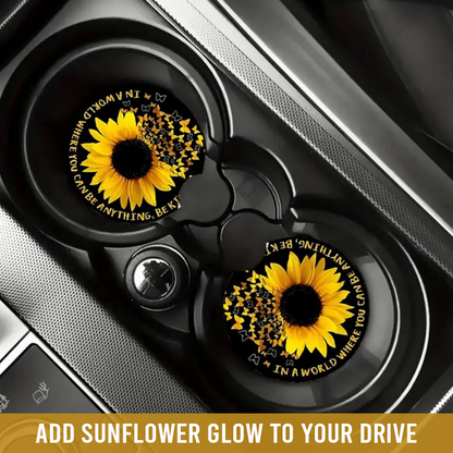 Sunflower And Motivation Quotes Car Coaster