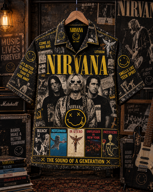 Nirvana Hawaiian Shirt - Vintage Rock Music Fan Gift