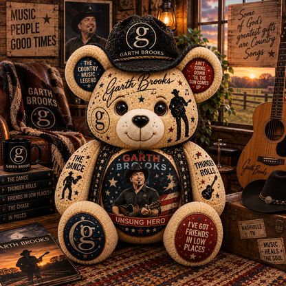 Garth Brooks Bear Custom Shaped Pillow – Rock Music Legend Gift