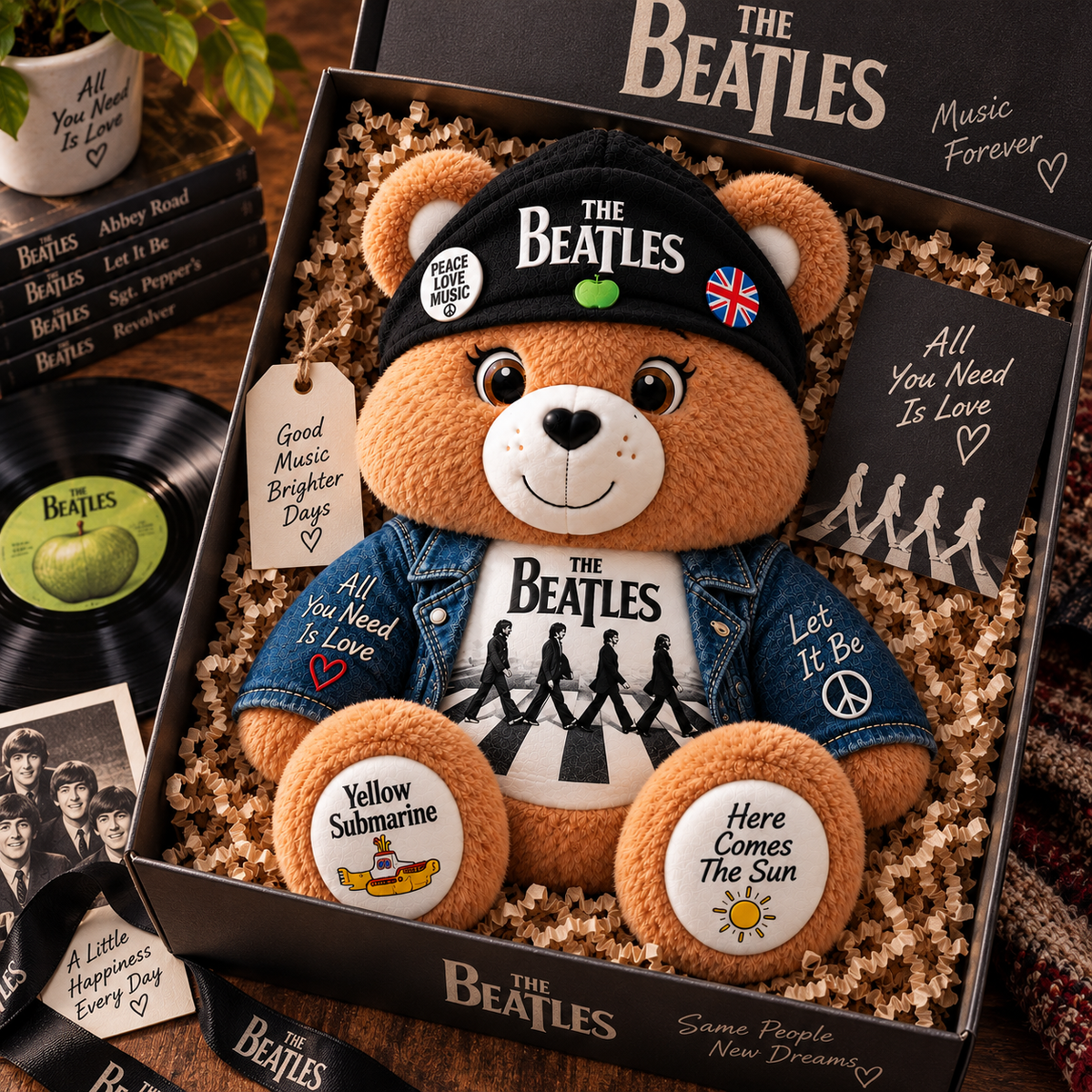 The Beatles Custom Shaped Bear Pillow – Abbey Road Inspired Gift for Beatles Fans