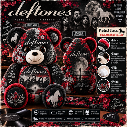 Deftones Bear Custom Shaped Pillow – White Pony Alternative Metal Music Fan Gift