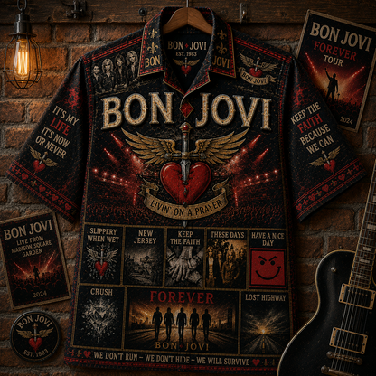 Bon Jovi Hawaiian Shirt - Vintage Music Rock Fan Gift