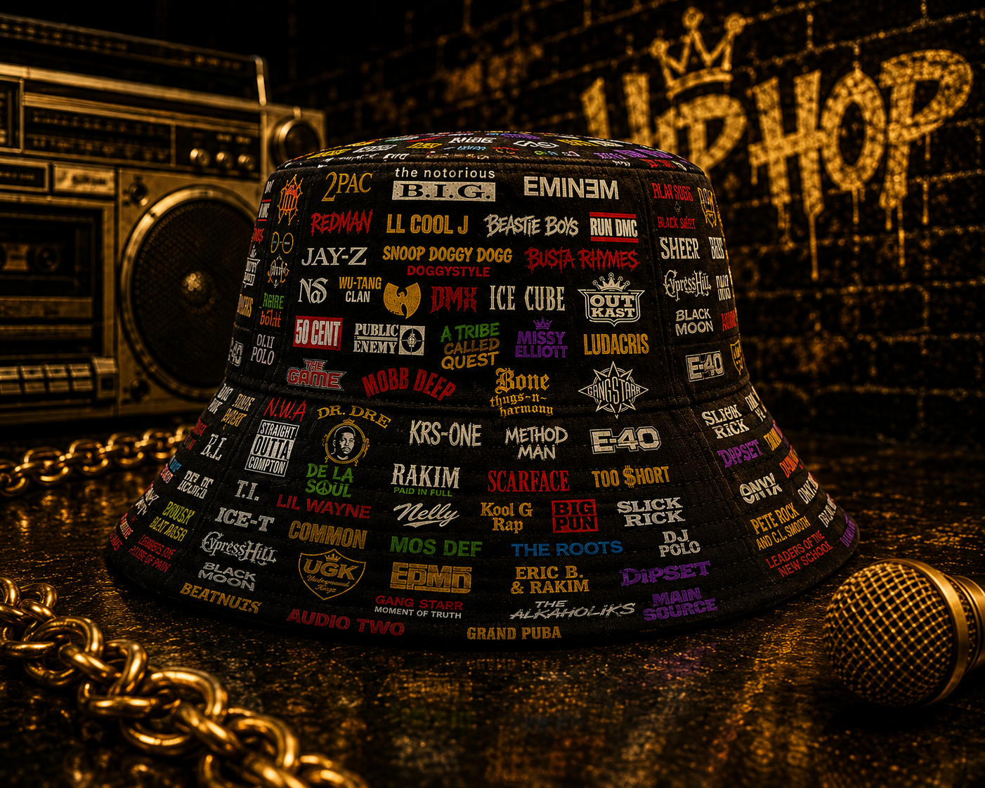 Classic Golden 80’s & 90’s Hip Hop All Over  Bucket Hat