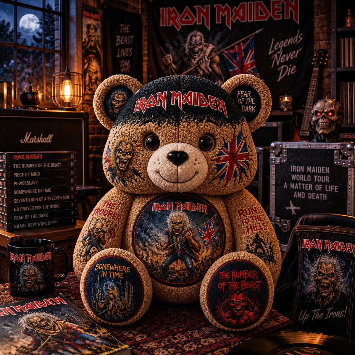 Iron Maiden Bear Custom Shaped Pillow – Rock Music Legend Gift