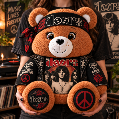 The Doors Custom Shaped Bear Pillow – People Are Strange Light My Fire Classic Rock Music Inspired Gift for The Doors Fans