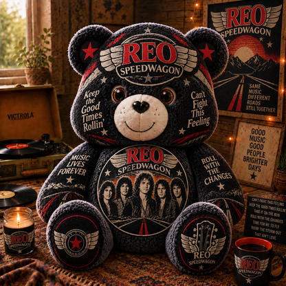 REO Speedwagon Custom Shaped Bear Pillow – Can’t Fight This Feeling Classic Rock Inspired Gift for REO Speedwagon Fans
