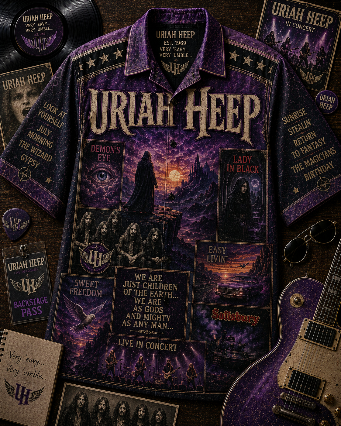 Uriah Heep Hawaiian Shirt – Easy Livin’ Lady in Black Classic Hard Rock Music Inspired Gift for Uriah Heep Fans