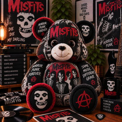 Misfits Custom Shaped Bear Pillow – Horror Punk Music Inspired Gift for Fans