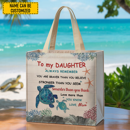 Personalized Sea Turtle Tote Bag – To My Daughter Gift, Custom Name