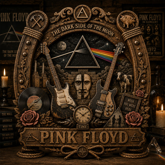 Pink Floyd Album Inspired Wooden Sign – Vintage Rock Music Decor