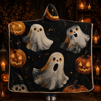 Ghost & Pumpkin Hooded Blanket