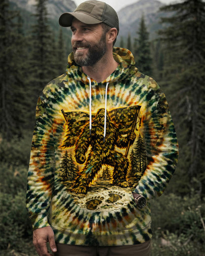 BIGFOOT WITH FLAG CAMOUFLAGE ALL OVER PRINT SHIRT
