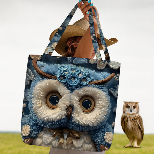 Cute Blue Owl Tote Bag