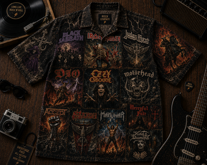 Rock Never Dies Hawaiian Shirt - Vintage Heavy Metal Music Fan Gift