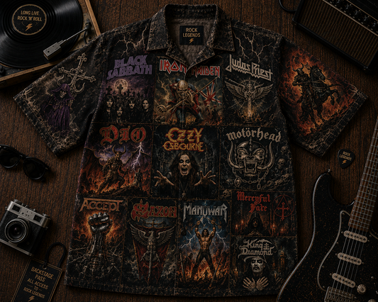 Rock Never Dies Hawaiian Shirt - Vintage Heavy Metal Music Fan Gift