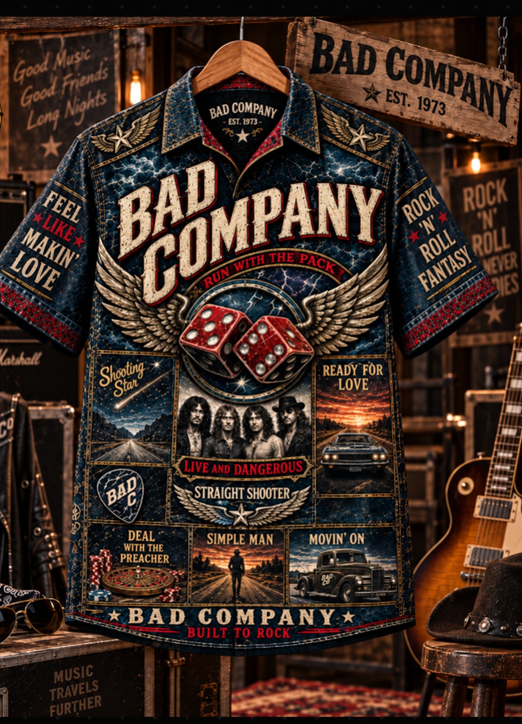 Bad Company Hawaiian Shirt – Classic Rock Music Fan Gift, Straight Shooter Vintage Rock Shirt