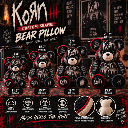 Korn Custom Shaped Bear Pillow – Nu Metal Music Inspired Gift for Fans