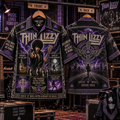 Thin Lizzy Hawaiian Shirt - Vintage Rock Music Fan Gift