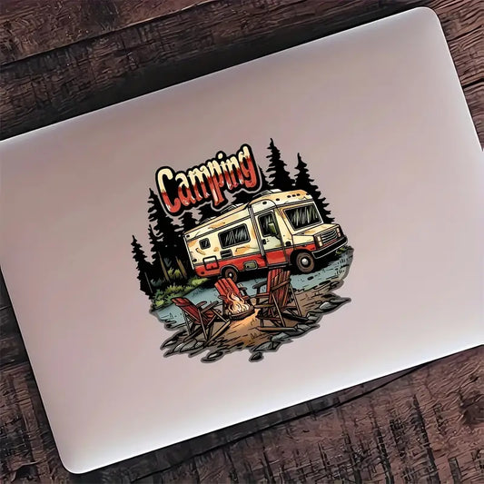 Vibrant Jungle-Themed "Camping" Sticker