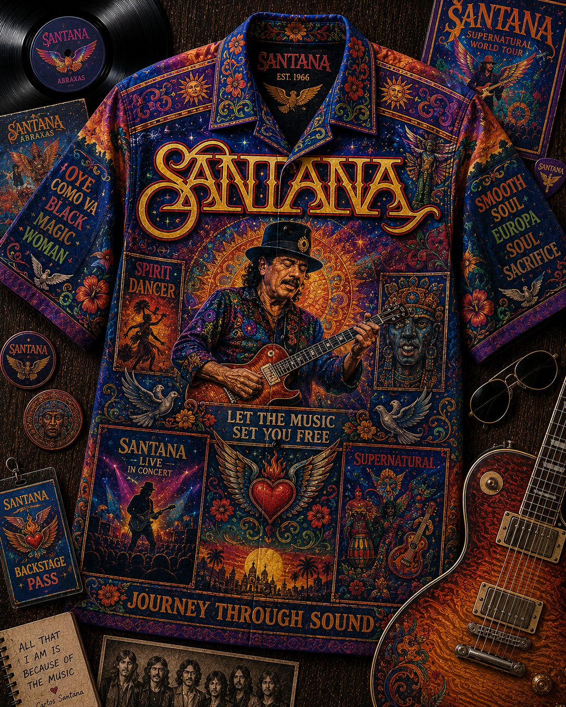 Santana Hawaiian Shirt - Vintage Music Fan Gift