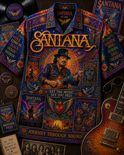 Santana Hawaiian Shirt - Vintage Music Fan Gift
