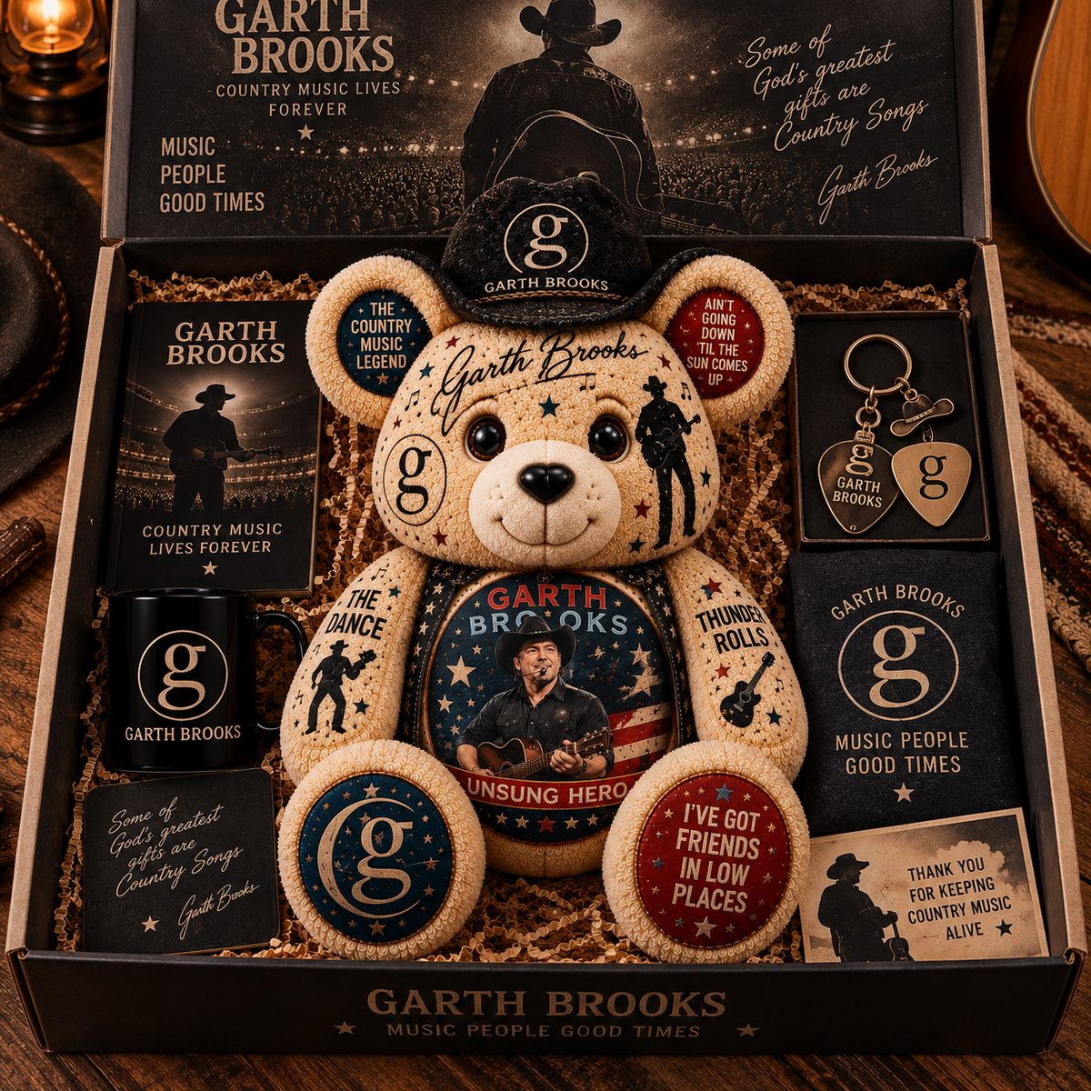 Garth Brooks Bear Custom Shaped Pillow – Rock Music Legend Gift