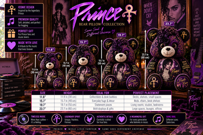 Prince Bear Custom Shaped Pillow – Purple Rain Music Fan Gift