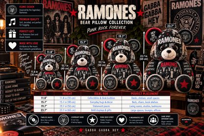 Ramones Bear Custom Shaped Pillow – Hey Ho Let’s Go Punk Rock Music Fan Gift