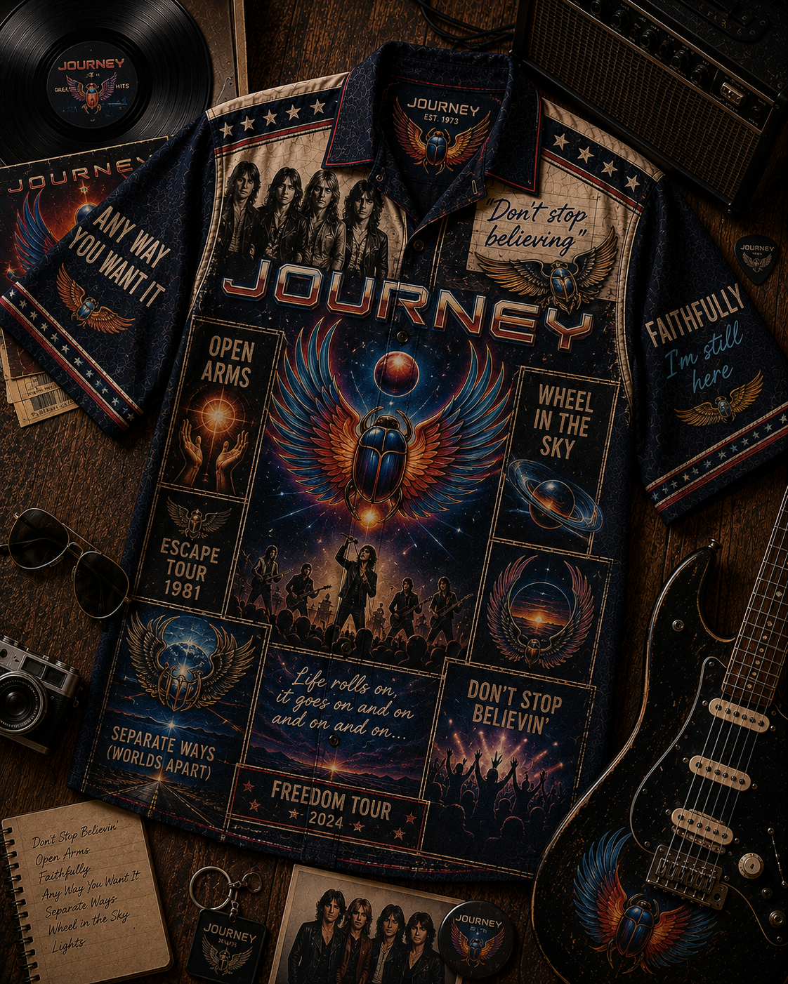 Journey Hawaiian Shirt - Vintage Music Fan Gift